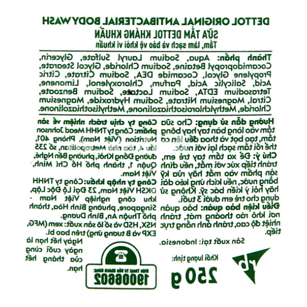 Sữa tắm Dettol diệt khuẩn, làm sạch dịu nhẹ chai 250g