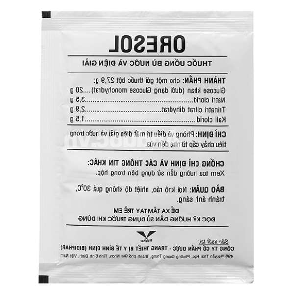 Thuốc bột Oresol Bidiphar bù nước và điện giải gói 27.9g