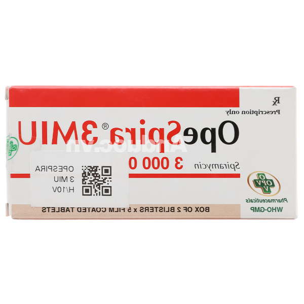 OpeSpira 3MIU trị nhiễm khuẩn (2 vỉ x 5 viên)