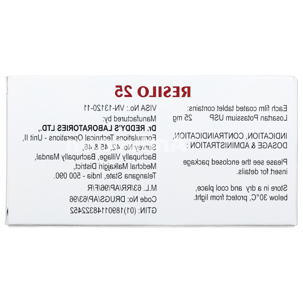Resilo 25 trị tăng huyết áp đơn trị liệu hoặc phối hợp (2 vỉ x 10 viên)