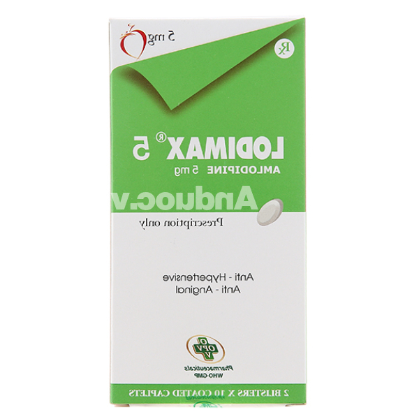 Lodimax 5 trị tăng huyết áp, đau thắt ngực (2 vỉ x 10 viên)