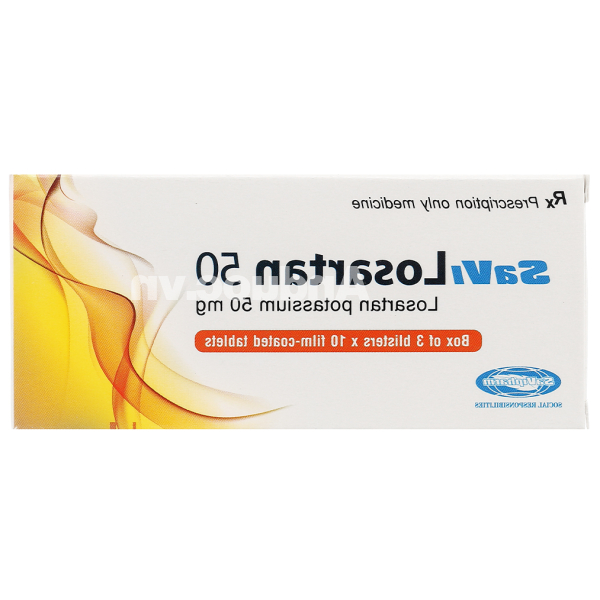 SaVi Losartan 50 trị tăng huyết áp nguyên phát (3 vỉ x 10 viên)