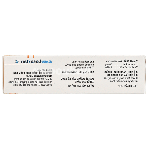 SaVi Losartan 50 trị tăng huyết áp nguyên phát (3 vỉ x 10 viên)