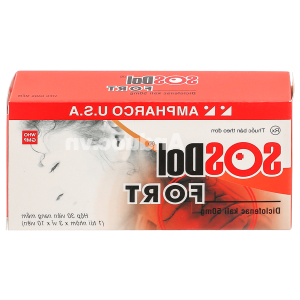 SOSDol Fort 500mg giảm đau, kháng viêm xương khớp, gout cấp (3 vỉ x 10 viên)