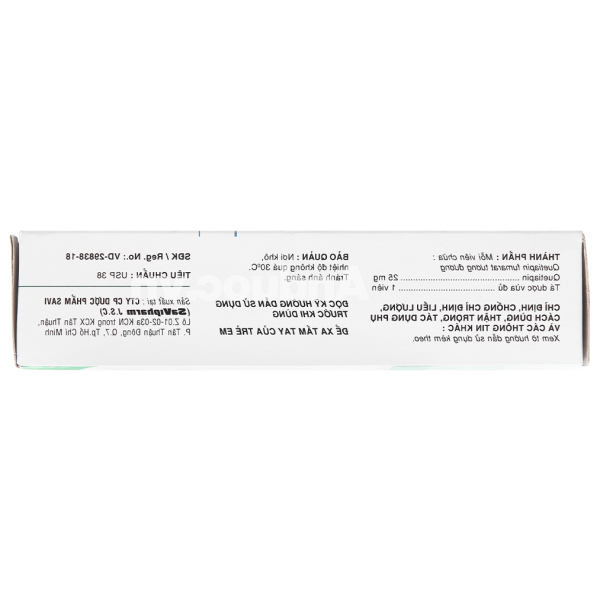 SaVi Quetiapine 25 trị tâm thần phân liệt, rối loạn lưỡng cực (3 vỉ x 10 viên)