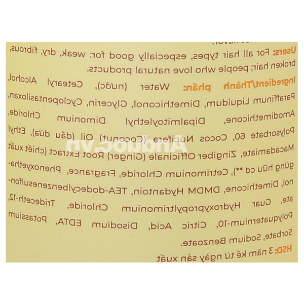 Dầu xả thảo dược Gừng dừa Cocay Hoala giúp tóc mềm mượt, giảm khô sơ chai 440g