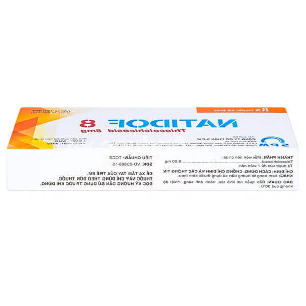 Natidof 8 trị co thắt gây đau trong bệnh thoái hóa đốt sống, đau lưng (3 vỉ x 10 viên)