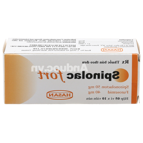 Spinolac Fort thuốc lợi tiểu trị tăng huyết áp, suy tim (5 vỉ x 10 viên)