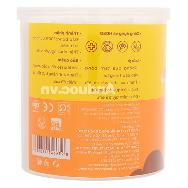 Tăm bông trẻ em Bông Bạch Tuyết đầu tròn hũ 336 que