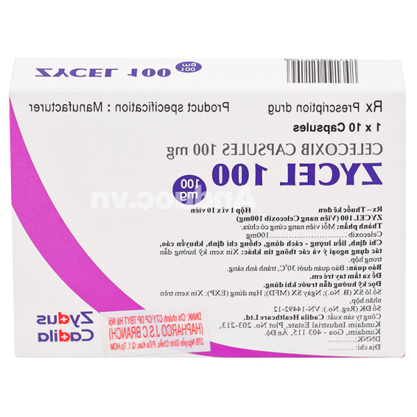Zycel 100 giảm các triệu chứng viêm xương khớp và viêm khớp dạng thấp (10 vỉ x 10 viên)