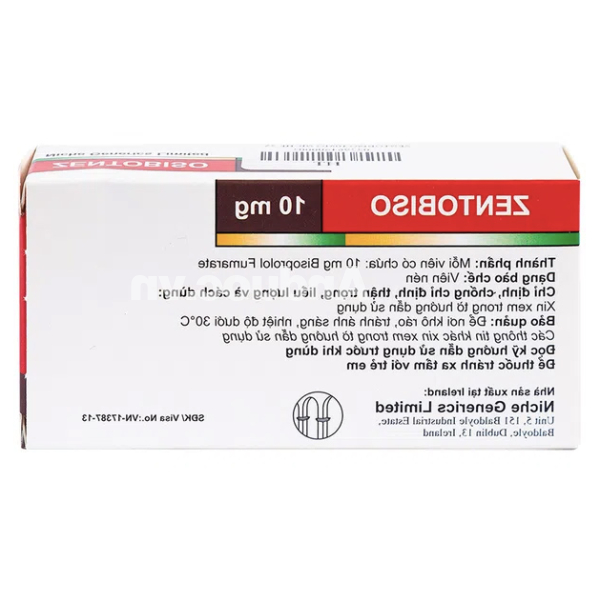Zentobiso 10mg trị suy tim mãn tính ổn định (2 vỉ x 14 viên)