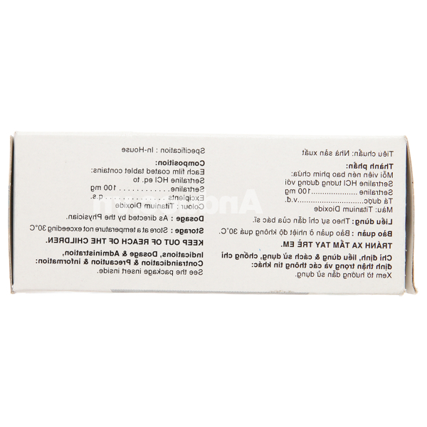 Utralene-100 trị chứng trầm cảm, rối loạn ám ảnh cưỡng bức (10 vỉ x 10 viên)