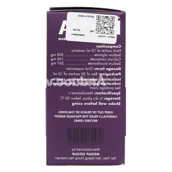 Hỗn dịch uống Ebysta 20mg trị trào ngược dạ dày, thực quản (20 gói x 10ml)