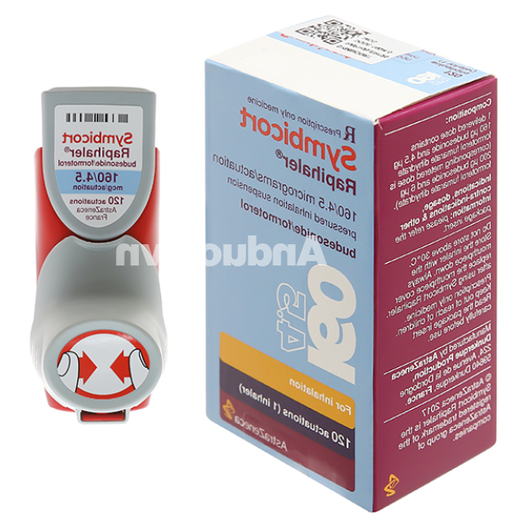 Hỗn dịch xịt Symbicort Rapihaler 160/4.5mcg trị hen suyễn bình 120 liều xịt