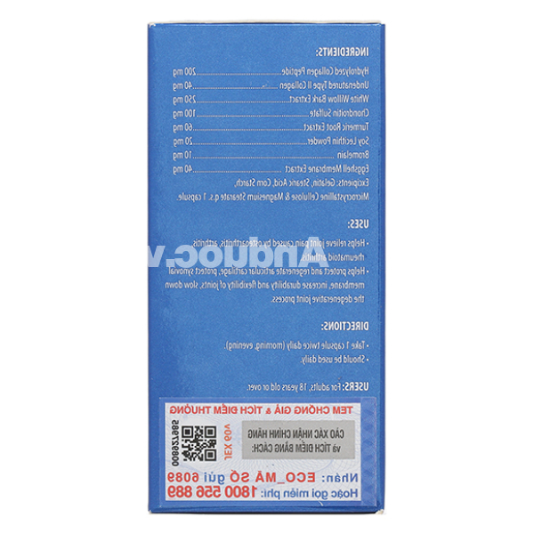 Ecogreen Jex Natural Joint Pain Relief bảo vệ, tái tạo sụn khớp lọ 60 viên