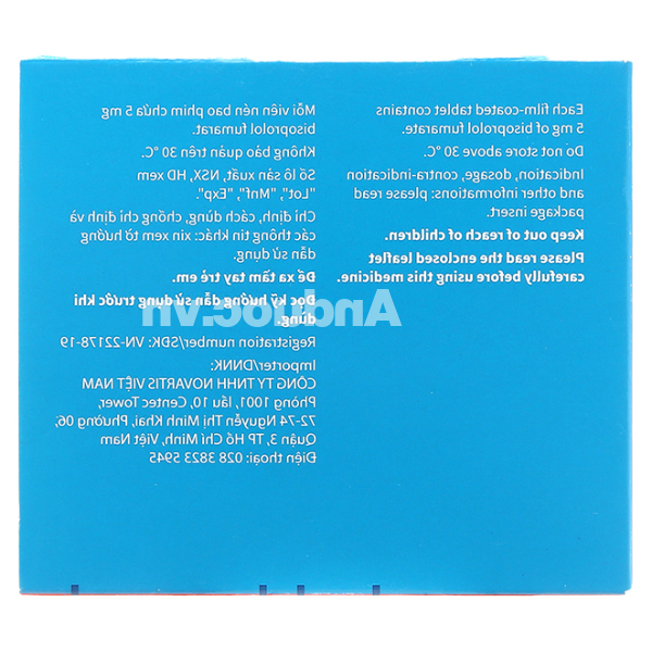 Bisoprolol Novartis Access 5mg trị tăng huyết áp, đau thắt ngực (4 vỉ x 25 viên)