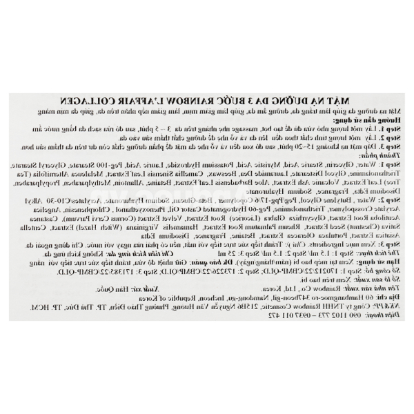 Mặt nạ Rainbow L'affair Collagen dưỡng da 3 bước miếng 28ml