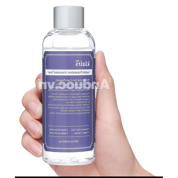 Nước hoa hồng Klairs Supple Preparation Unscented Toner giúp cấp ẩm, làm dịu da chai 180ml