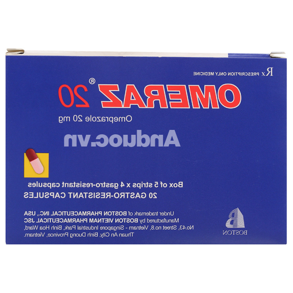 Omeraz 20 trị viêm loét, trào ngược dạ dày, thực quản (5 vỉ x 4 viên)