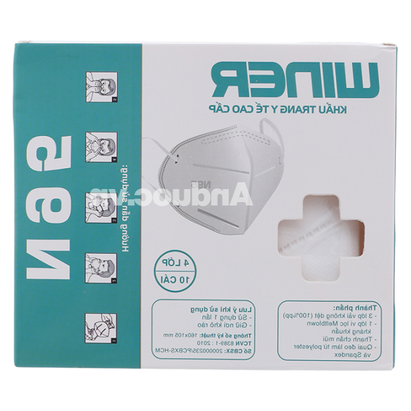 Khẩu trang y tế Winer N95 4 lớp màu trắng hộp 10 cái