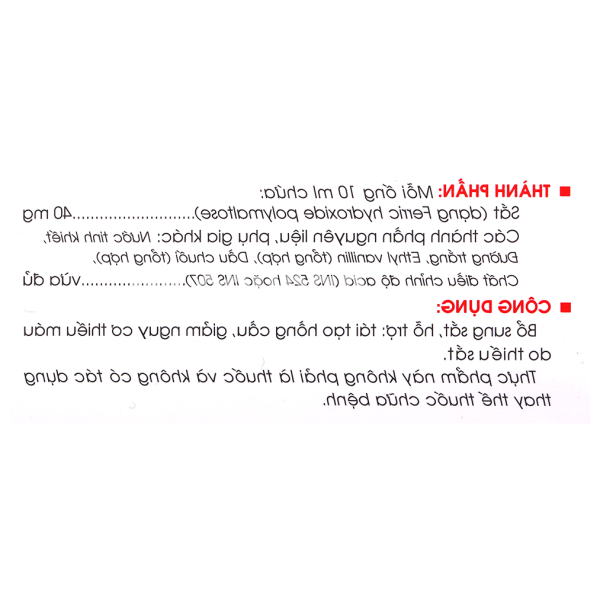Dung dịch Feritonic bổ sung sắt, giảm nguy cơ thiếu máu hộp 20 ống x 10ml
