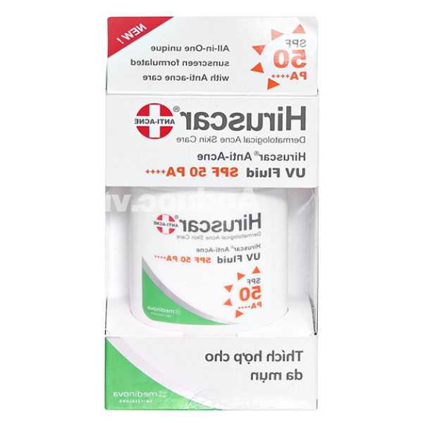 Kem chống nắng Hiruscar Anti-Acne UV Fluid SPF50 PA++++ cho da mụn chai 25g