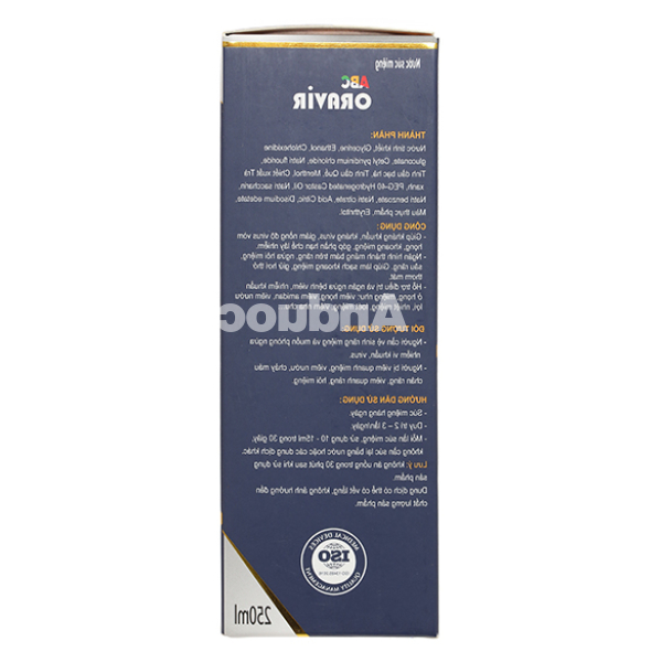 Nước súc miệng Oravir kháng khuẩn, ngừa sâu răng chai 250ml