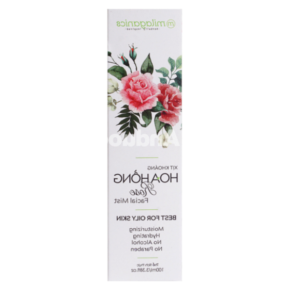 Xịt khoáng Milaganics Rose Facial Mist cấp ẩm cho da dầu chai 100ml