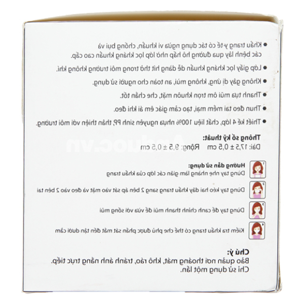 Khẩu trang y tế Trí Đức 4 lớp màu trắng hộp 50 cái