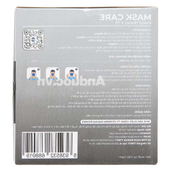 Khẩu trang y tế Mask Care 4 lớp màu xám hộp 50 cái