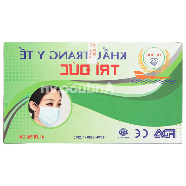 Khẩu trang y tế Trí Đức 4 lớp màu xanh hộp 50 cái