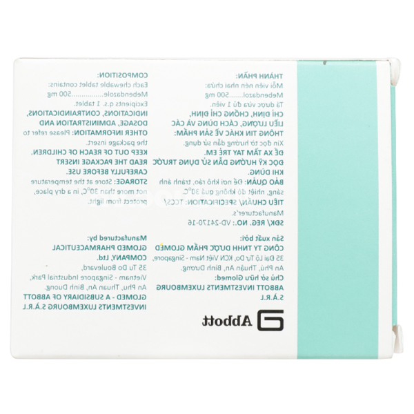 Viên nhai Fumecar 500mg trị giun kim, giun tóc, giun đũa, giun móc (1 vỉ x 1 viên)