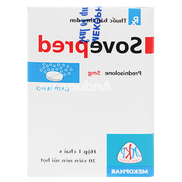 Viên sủi Sovepred 5mg chống viêm và ức chế miễn dịch chai 30 viên
