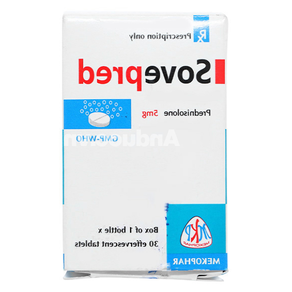 Viên sủi Sovepred 5mg chống viêm và ức chế miễn dịch chai 30 viên
