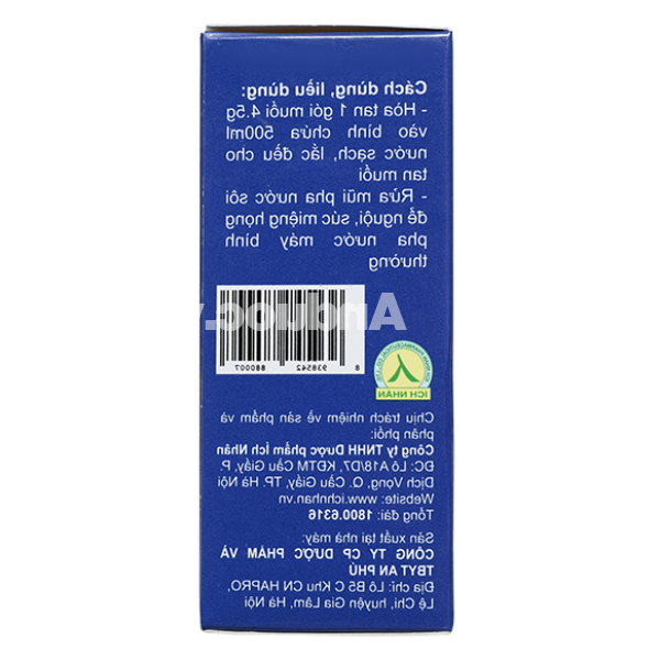 Muối vệ sinh mũi xoang Muối Y Tế Ích Nhân hộp 20 gói