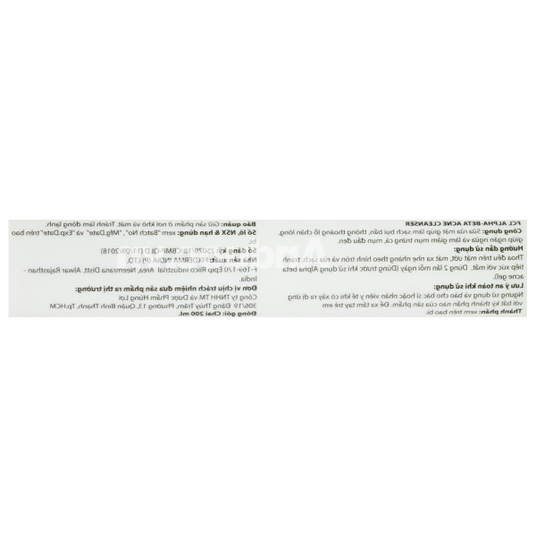 Sữa rửa mặt Fixderma Alpha Beta Ance ngừa mụn trứng cá chai 200ml