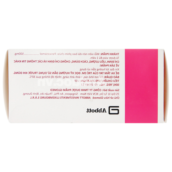 Glotadol 500 hạ sốt, giảm các cơn đau từ nhẹ đến vừa (10 vỉ x 10 viên)