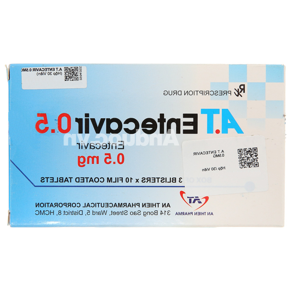 A.T Entecavir 0.5 điều trị viêm gan B mãn tính (3 vỉ x 10 viên)