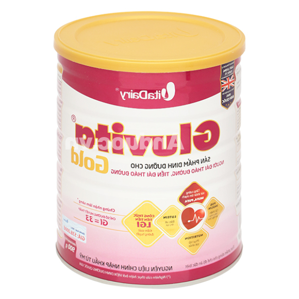 Sữa bột Gluvita Gold bổ sung dinh dưỡng cho người đái tháo đường lon 900g