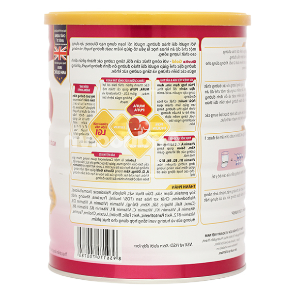 Sữa bột Gluvita Gold bổ sung dinh dưỡng cho người đái tháo đường lon 900g