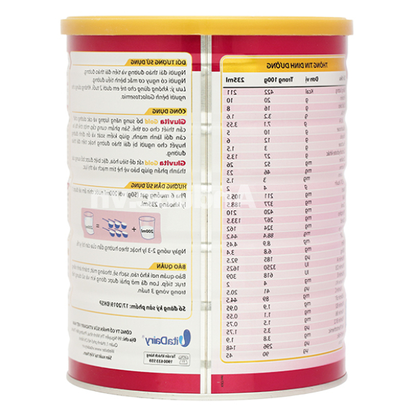 Sữa bột Gluvita Gold bổ sung dinh dưỡng cho người đái tháo đường lon 900g