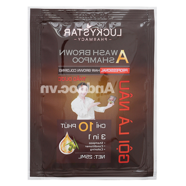 Dầu gội nâu Lucky Star phủ bạc làm nâu tóc hộp 8 gói x 25ml