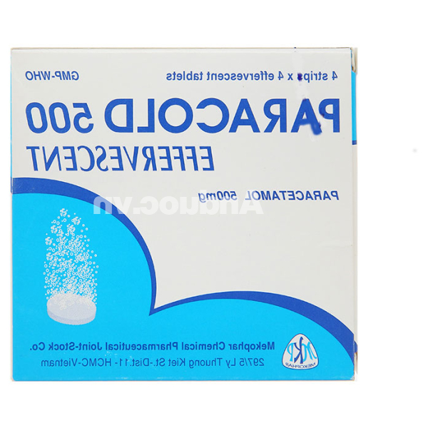 Viên sủi Paracold 500 Effervescent giảm đau, hạ sốt (4 vỉ x 4 viên)