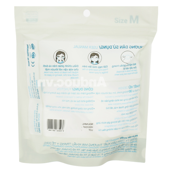 Khẩu trang y tế Bísou 3D Mask màu trắng size M gói 20 cái