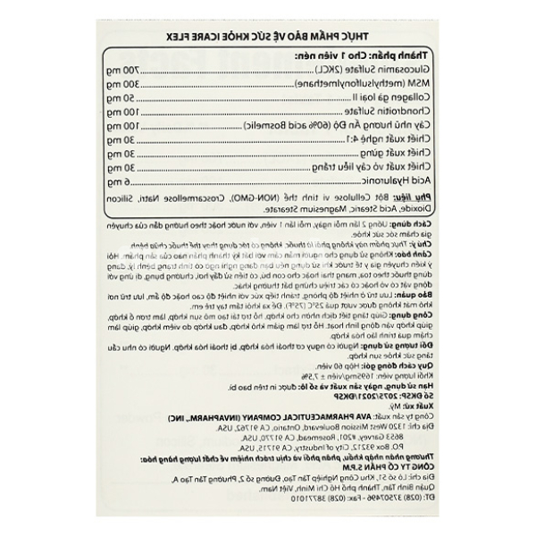 Icare Flex hỗ trợ tái tạo mô sụn khớp, giảm đau khớp chai 60 viên