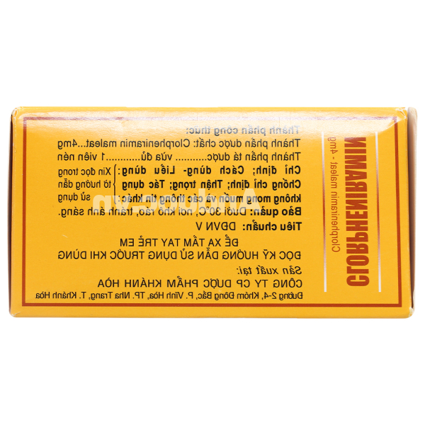 Clorpheniramin Khapharco 4mg trị viêm mũi dị ứng (10 vỉ x 20 viên)