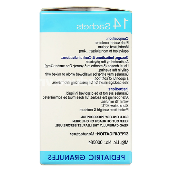 Thuốc cốm Montiget 4mg trị hen suyễn (14 gói x 4mg)