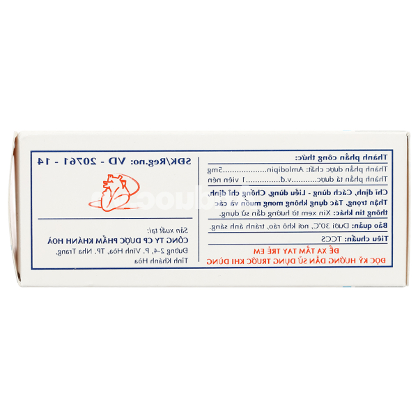 Kavasdin 5 trị tăng huyết áp, đau thắt ngực (10 vỉ x 10 viên)