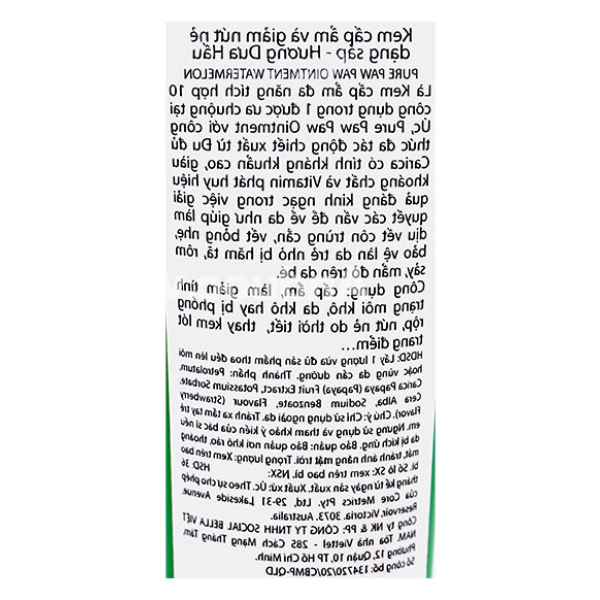 Kem Pure Paw Paw Ointment cấp ẩm, giảm nứt nẻ hương dưa hấu tuýp 25g