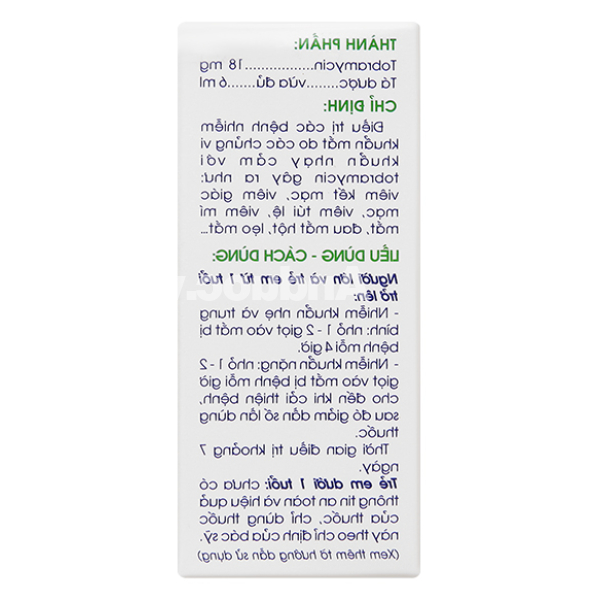 Dung dịch nhỏ mắt Tobramycin 0,3% trị các bệnh nhiễm khuẩn mắt lọ 6ml
